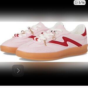 Madden Girl Giia Women's Suede Pink and Red Sneakers with Charms Size 8